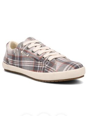Taos Star Gray Canvas Plaid Low-Top Sneaker